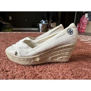 Tory Burch Filipe Wedge Espadrille Peep Toe Women's 8‎